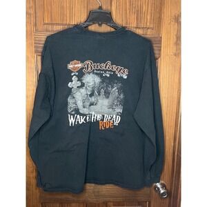 Harley-Davidson Buckeye Wake The Dead Ride‎ 2016 Graphic Long Sleeve Shirt Black